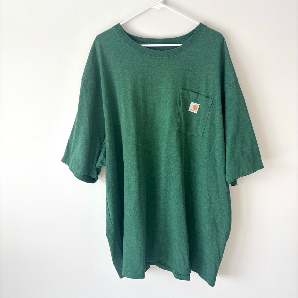 Carhartt Green Short Sleeve Shirt Loose Fit Chest Pocket 4XL Big & Tall Workwear